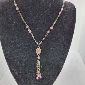 Purple Bead and Black Chain Necklace adjustable 17.5" to 20"